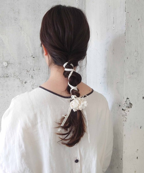 m.soeur（エムスール）の「あじさいとリボンのペーパーハット＊コサージュ付き（ハット・レディース・ベージュ・FREE）」の13枚目の写真