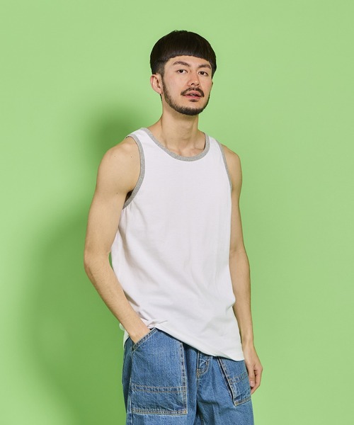 【新品・タグ付き】【L】SAPEur Basket Tank Top コットン レーサー タンクトップ / GB W COTTON RACER TANK VCTR