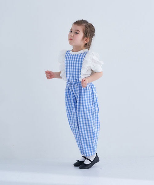 b・ROOM（ビールーム）の「くまレース2wayオールインワン（サロペット/オーバーオール・キッズ・ブラック/ベージュ/サックスブルー・100cm/90cm/120cm/130cm/110cm）」の3枚目の写真