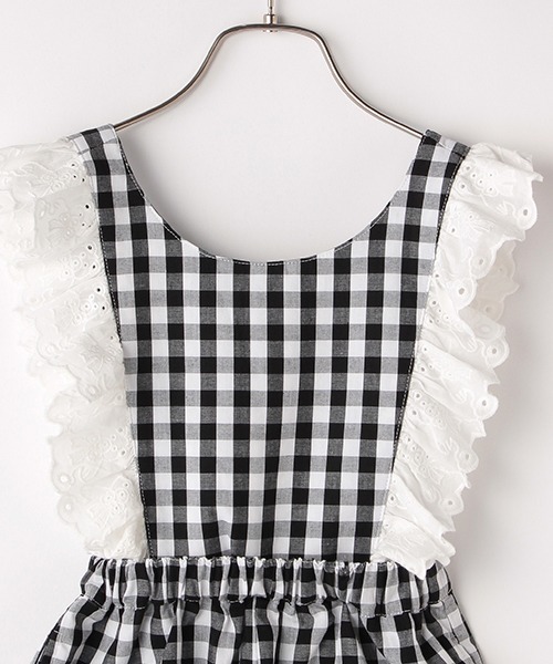 b・ROOM（ビールーム）の「くまレース2wayオールインワン（サロペット/オーバーオール・キッズ・ブラック/ベージュ/サックスブルー・100cm/90cm/120cm/130cm/110cm）」の7枚目の写真