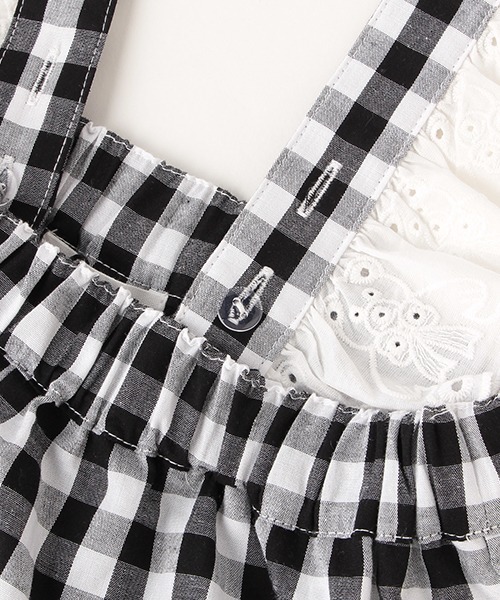 b・ROOM（ビールーム）の「くまレース2wayオールインワン（サロペット/オーバーオール・キッズ・ブラック/ベージュ/サックスブルー・100cm/90cm/120cm/130cm/110cm）」の8枚目の写真