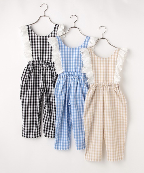 b・ROOM（ビールーム）の「くまレース2wayオールインワン（サロペット/オーバーオール・キッズ・ブラック/ベージュ/サックスブルー・100cm/90cm/120cm/130cm/110cm）」の14枚目の写真