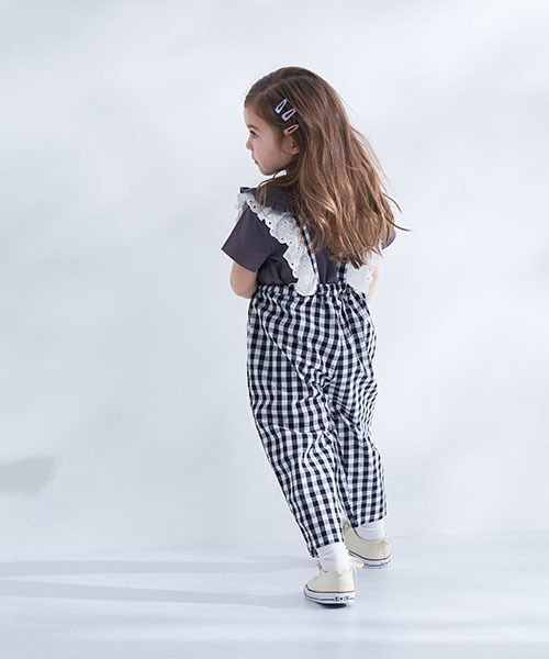 b・ROOM（ビールーム）の「くまレース2wayオールインワン（サロペット/オーバーオール・キッズ・ブラック/ベージュ/サックスブルー・100cm/90cm/120cm/130cm/110cm）」の21枚目の写真