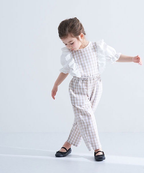 b・ROOM（ビールーム）の「くまレース2wayオールインワン（サロペット/オーバーオール・キッズ・ブラック/ベージュ/サックスブルー・100cm/90cm/120cm/130cm/110cm）」の22枚目の写真