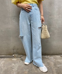 one after another NICE CLAUP | ダメージワイドデニムパンツ(デニムパンツ)