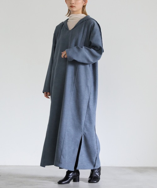 select MOCA（セレクトモカ）の「Uネック2wayフード付きロングワンピース（ワンピース・レディース・オフホワイト/サックスブルー/カーキオリーブ・FREE）」の16枚目の写真