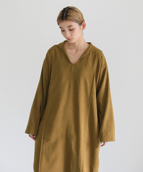 select MOCA（セレクトモカ）の「Uネック2wayフード付きロングワンピース（ワンピース・レディース・オフホワイト/サックスブルー/カーキオリーブ・FREE）」の8枚目の写真