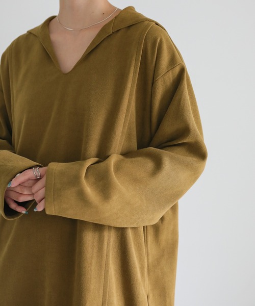 select MOCA（セレクトモカ）の「Uネック2wayフード付きロングワンピース（ワンピース・レディース・オフホワイト/サックスブルー/カーキオリーブ・FREE）」の10枚目の写真