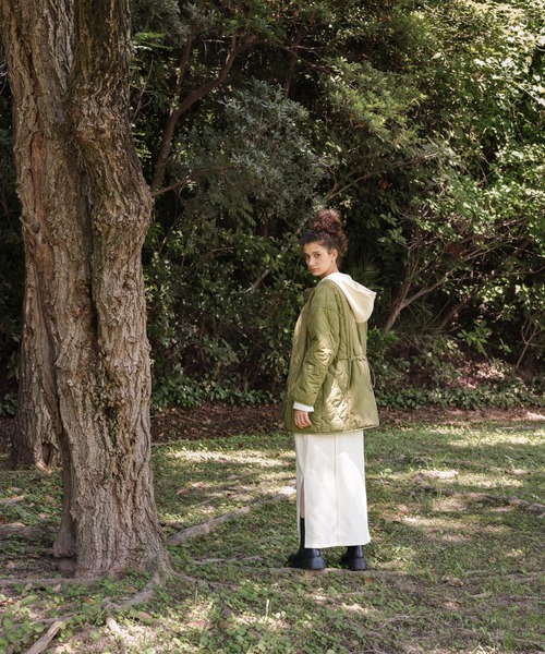 select MOCA（セレクトモカ）の「Uネック2wayフード付きロングワンピース（ワンピース・レディース・オフホワイト/サックスブルー/カーキオリーブ・FREE）」の6枚目の写真