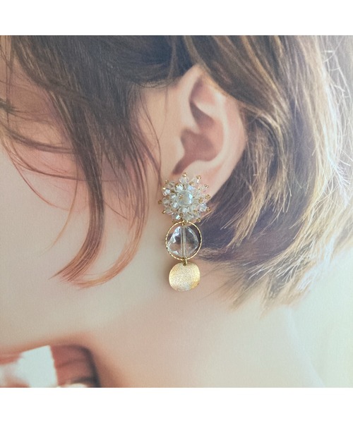 tone(トーン)の「【amechan】ビーズフラワー× 満月(イヤリング)(MA)(イヤリング・レディース・グレー/クリア/ボルドー/ブラウン/レッド/ブルー/グリーン/ピンク・FREE)」の18枚目の写真