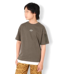 GLAZOS | 天竺・ドロップショルダー袖ポケット裾レイヤード半袖Tシャツ(Tシャツ/カットソー)