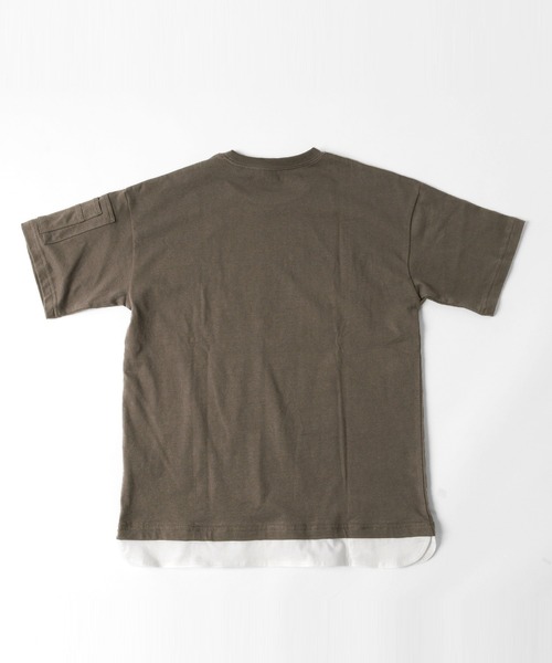 GLAZOS（グラソス）の「天竺・ドロップショルダー袖ポケット裾レイヤード半袖Tシャツ（Tシャツ/カットソー・キッズ・ライトブルー/チャコールグレー/ライトカーキ・140cm/170cm/160cm/130cm/150cm）」の17枚目の写真