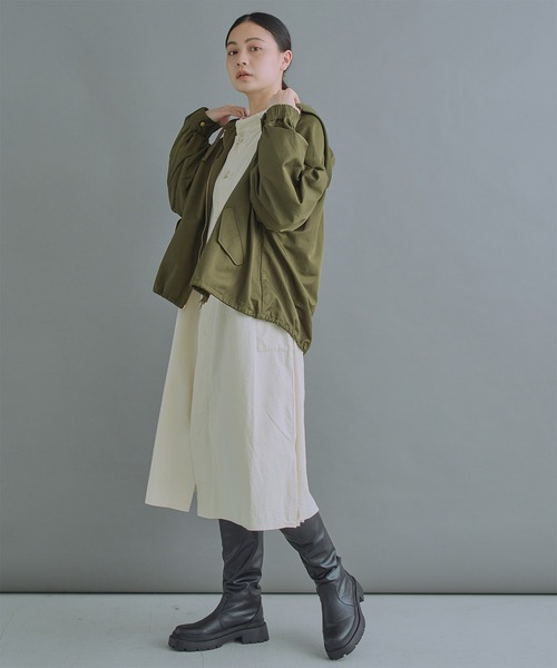 kha:ki(カーキ)の「「KHA:KI / カーキ」WIDE SLEEVE ZIP UP PARKA(ブルゾン・レディース・カーキ/ブルーグレー/オレンジ・1/2)」の7枚目の写真