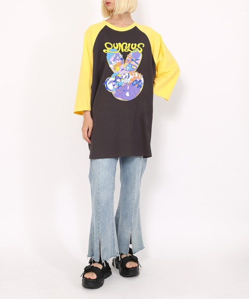 PUNYUS(プニュズ)の「ピースマークラグランTシャツ(Tシャツ/カットソー・レディース・ブラック/イエロー/グリーン・1/2/4/3)」の18枚目の写真