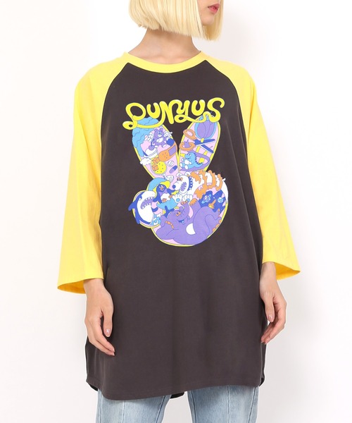 PUNYUS(プニュズ)の「ピースマークラグランTシャツ(Tシャツ/カットソー・レディース・ブラック/イエロー/グリーン・1/2/4/3)」の14枚目の写真