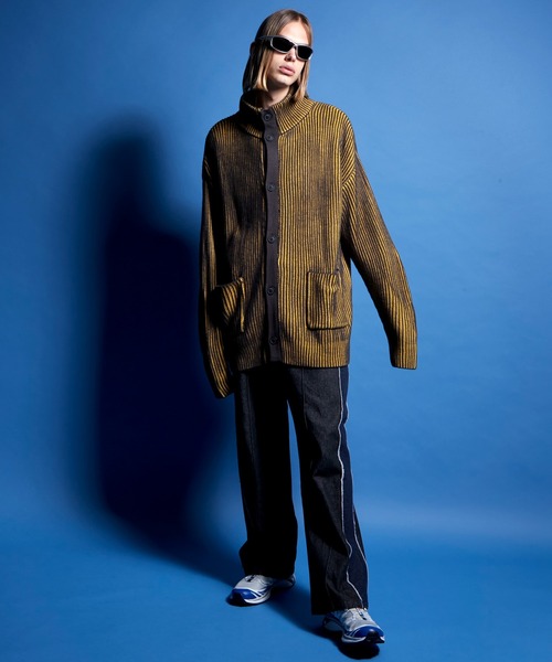 ENDER PRODUCTS（エンダープロダクツ）の「ビックシルエット リブ編みストライプ配色ハイネックニットカーディガン【ENDER PRODUCTS/エンダープロダクツ】（カーディガン/ボレロ・メンズ・レッド系/ブラック系/ブルー系・M/L）」の10枚目の写真