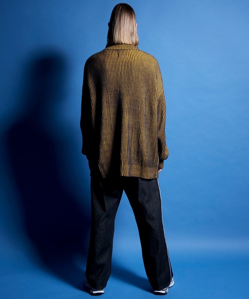 ENDER PRODUCTS（エンダープロダクツ）の「ビックシルエット リブ編みストライプ配色ハイネックニットカーディガン【ENDER PRODUCTS/エンダープロダクツ】（カーディガン/ボレロ・メンズ・レッド系/ブラック系/ブルー系・M/L）」の12枚目の写真