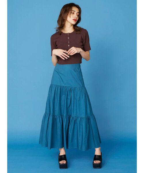 EVRIS（エヴリス）の「フロントヘンリーリブニット（ニット/セーター・レディース・グリーン/ブラウン/ホワイト/ブラック・FREE）」の8枚目の写真