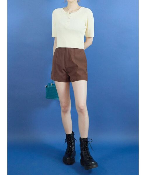 EVRIS（エヴリス）の「フロントヘンリーリブニット（ニット/セーター・レディース・グリーン/ブラウン/ホワイト/ブラック・FREE）」の13枚目の写真