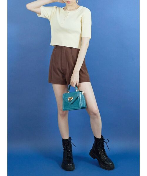 EVRIS（エヴリス）の「フロントヘンリーリブニット（ニット/セーター・レディース・グリーン/ブラウン/ホワイト/ブラック・FREE）」の14枚目の写真