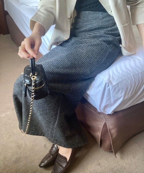 LAUIR（ラウアー）の「千鳥チェックタイトスカート（スカート・レディース・ブラウン/チャコール・MEDIUM/LARGE/SMALL）」の10枚目の写真