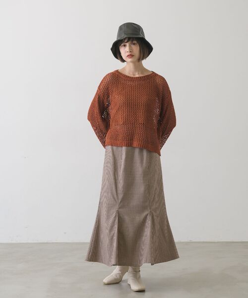 RETRO GIRL（レトロガール）の「テープヤーンニットPO（Tシャツ/カットソー・レディース・バーガンディー/ブラック/オフホワイト・FREE）」の9枚目の写真