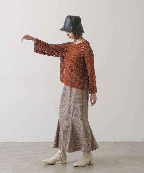 RETRO GIRL（レトロガール）の「テープヤーンニットPO（Tシャツ/カットソー・レディース・バーガンディー/ブラック/オフホワイト・FREE）」の6枚目の写真