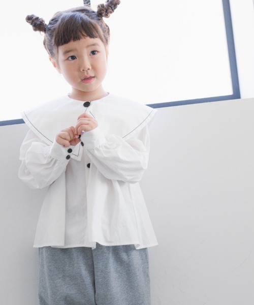 LOWRYS FARM（ローリーズファーム）の「ビッグカラー２ＷＡＹブラウス　162221（シャツ/ブラウス・キッズ・ブラック/オフホワイト・110cm/120cm/130cm/140cm/150cm）」の17枚目の写真