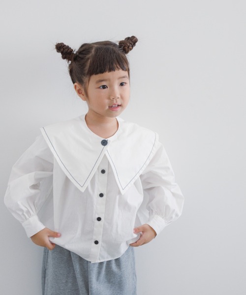 LOWRYS FARM（ローリーズファーム）の「ビッグカラー２ＷＡＹブラウス　162221（シャツ/ブラウス・キッズ・ブラック/オフホワイト・110cm/120cm/130cm/140cm/150cm）」の18枚目の写真