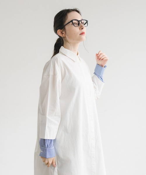 idem（イデム）の「【ZOZOTOWN限定】stripe layered shirt onepiece/ストライプレイヤードシャツワンピース（シャツワンピース・レディース・ホワイト/ライトブルー・FREE）」の10枚目の写真
