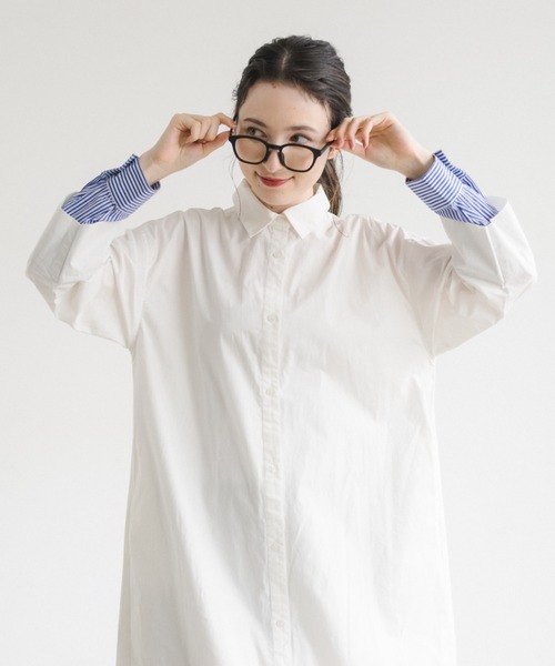 idem（イデム）の「【ZOZOTOWN限定】stripe layered shirt onepiece/ストライプレイヤードシャツワンピース（シャツワンピース・レディース・ホワイト/ライトブルー・FREE）」の12枚目の写真