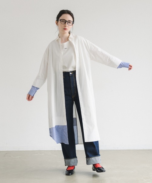 idem（イデム）の「【ZOZOTOWN限定】stripe layered shirt onepiece/ストライプレイヤードシャツワンピース（シャツワンピース・レディース・ホワイト/ライトブルー・FREE）」の15枚目の写真