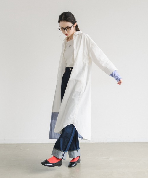 idem（イデム）の「【ZOZOTOWN限定】stripe layered shirt onepiece/ストライプレイヤードシャツワンピース（シャツワンピース・レディース・ホワイト/ライトブルー・FREE）」の17枚目の写真