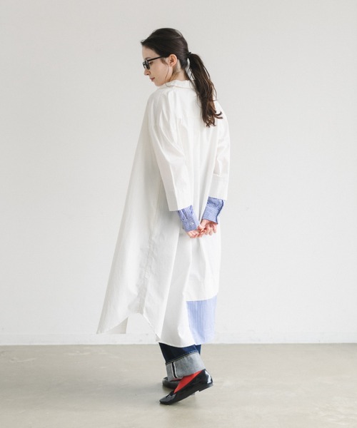 idem（イデム）の「【ZOZOTOWN限定】stripe layered shirt onepiece/ストライプレイヤードシャツワンピース（シャツワンピース・レディース・ホワイト/ライトブルー・FREE）」の18枚目の写真