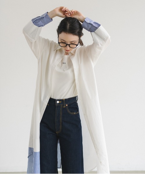 idem（イデム）の「【ZOZOTOWN限定】stripe layered shirt onepiece/ストライプレイヤードシャツワンピース（シャツワンピース・レディース・ホワイト/ライトブルー・FREE）」の19枚目の写真