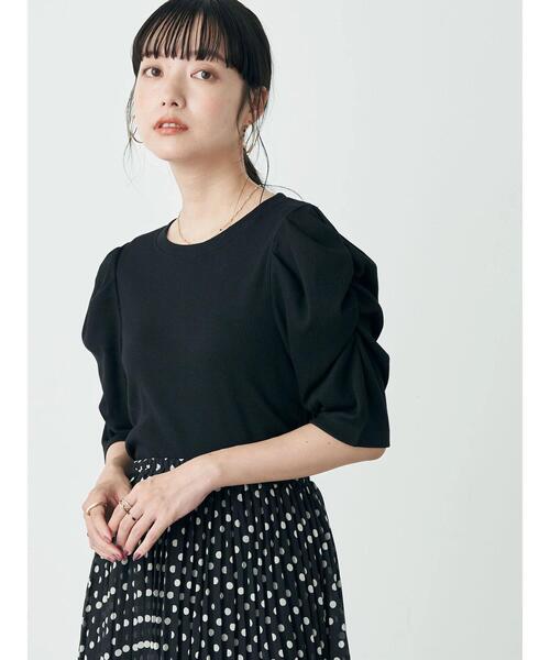 earth music&ecology（アースミュージックアンドエコロジー）の「袖シャーリングカットプルオーバー（Tシャツ/カットソー・レディース・ミント/オフホワイト/ピンク/ブラック・M/S）」の6枚目の写真