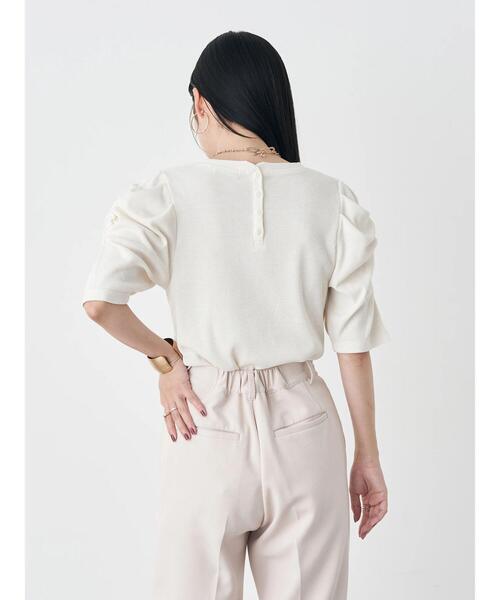 earth music&ecology（アースミュージックアンドエコロジー）の「袖シャーリングカットプルオーバー（Tシャツ/カットソー・レディース・ミント/オフホワイト/ピンク/ブラック・M/S）」の12枚目の写真