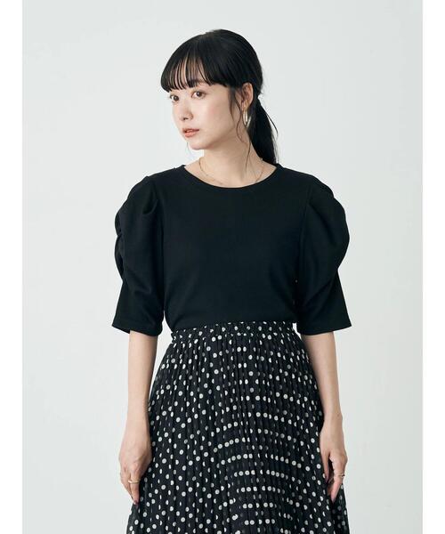 earth music&ecology（アースミュージックアンドエコロジー）の「袖シャーリングカットプルオーバー（Tシャツ/カットソー・レディース・ミント/オフホワイト/ピンク/ブラック・M/S）」の15枚目の写真