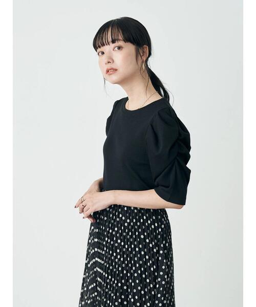 earth music&ecology（アースミュージックアンドエコロジー）の「袖シャーリングカットプルオーバー（Tシャツ/カットソー・レディース・ミント/オフホワイト/ピンク/ブラック・M/S）」の16枚目の写真