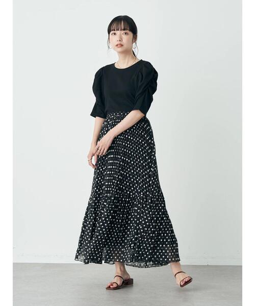 earth music&ecology（アースミュージックアンドエコロジー）の「袖シャーリングカットプルオーバー（Tシャツ/カットソー・レディース・ミント/オフホワイト/ピンク/ブラック・M/S）」の18枚目の写真