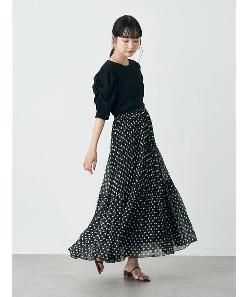 earth music&ecology（アースミュージックアンドエコロジー）の「袖シャーリングカットプルオーバー（Tシャツ/カットソー・レディース・ミント/オフホワイト/ピンク/ブラック・M/S）」の19枚目の写真