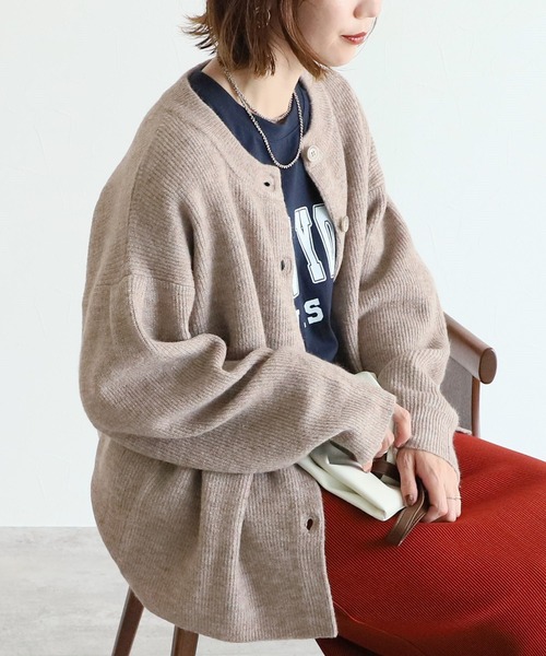 reca（レカ）の「ルーズニットカーディガン（カーディガン/ボレロ・レディース・ダークグリーン/マスタード/ダークベージュ・M）」の12枚目の写真