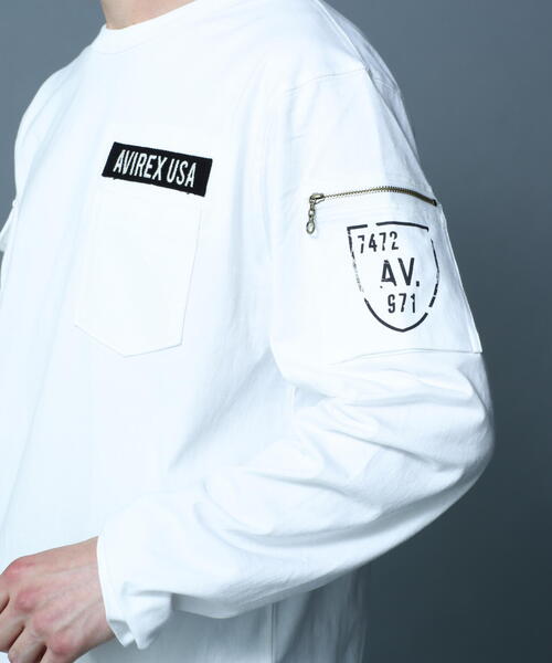 AVIREX（アヴィレックス）の「ファティーグ クルーネック 長袖 Tシャツ/LONG SLEEVE FATIGUE CREW NECK T-SHIRT（Tシャツ/カットソー・メンズ・オリーブ系/その他3/ブラック/ホワイト/ブラック系その他2/ネイビー・M/XL/L/2XL）」の13枚目の写真