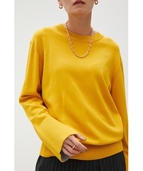 crie conforto（クリーコンフォルト）の「バイカラークルーネックプルオーバー（ニット/セーター・レディース・ネイビー/グレー/イエロー・SMALL/MEDIUM）」の3枚目の写真