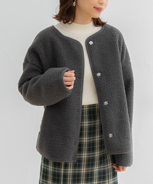 Honeys（ハニーズ）の「ボアクルーネックブルゾン（ブルゾン