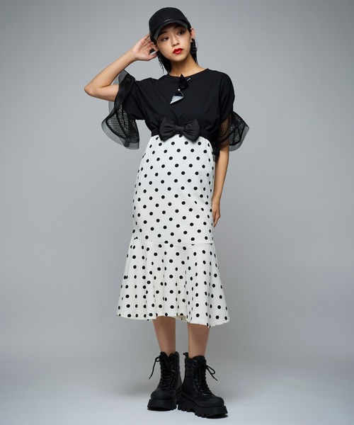 Narcissus（ナルシス）の「【Narcissus】ドットマーメイドスカート（スカート・レディース・ブラック/ホワイト・FREE）」の5枚目の写真