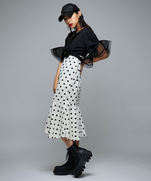 Narcissus（ナルシス）の「【Narcissus】ドットマーメイドスカート（スカート・レディース・ブラック/ホワイト・FREE）」の3枚目の写真