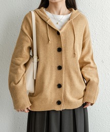 バルキーニット フードカーディガン