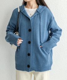 バルキーニット フードカーディガン