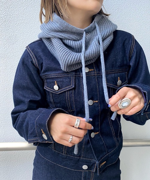 WHO'S WHO gallery（フーズフーギャラリー）の「リブ編みバラクラバ（ニットキャップ/ビーニー・レディース・チャコールグレー/ブラック・FREE）」の5枚目の写真